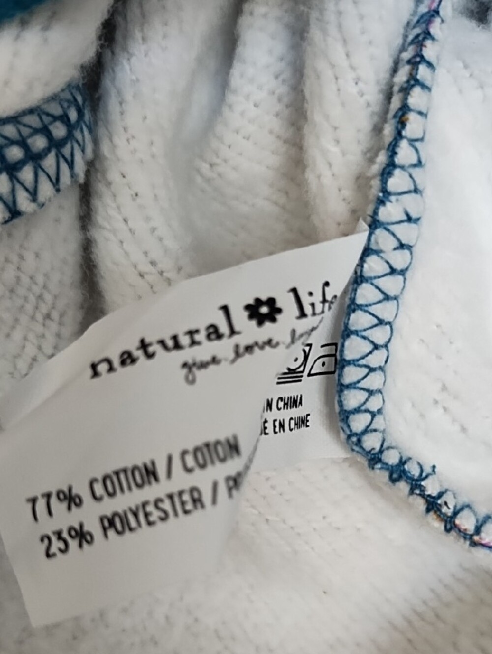 NATURAL LIFE Floral Pullover Sweatshirt in Teal and Pink - Picture 3 of 4